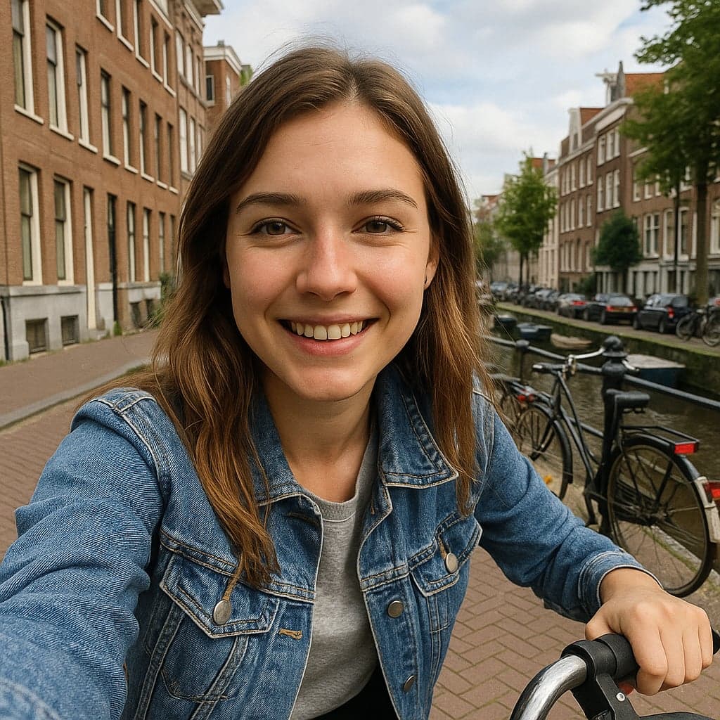 Before selfie: Medical student off-work on her way to her internship on a bicycle