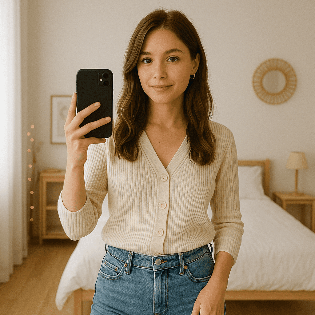 Try on cute white top virtually using AI