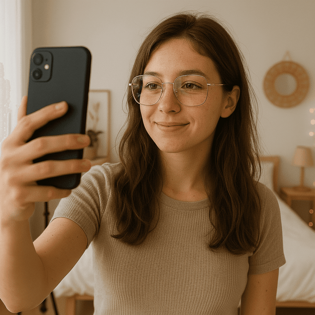 Virtual try on big stylish glasses with gold frame