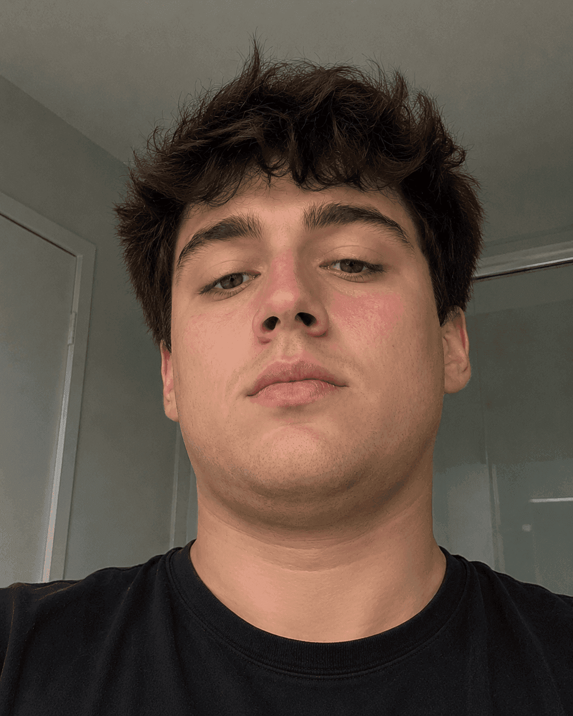 Before jawline filter: man's selfie with a softer jawline