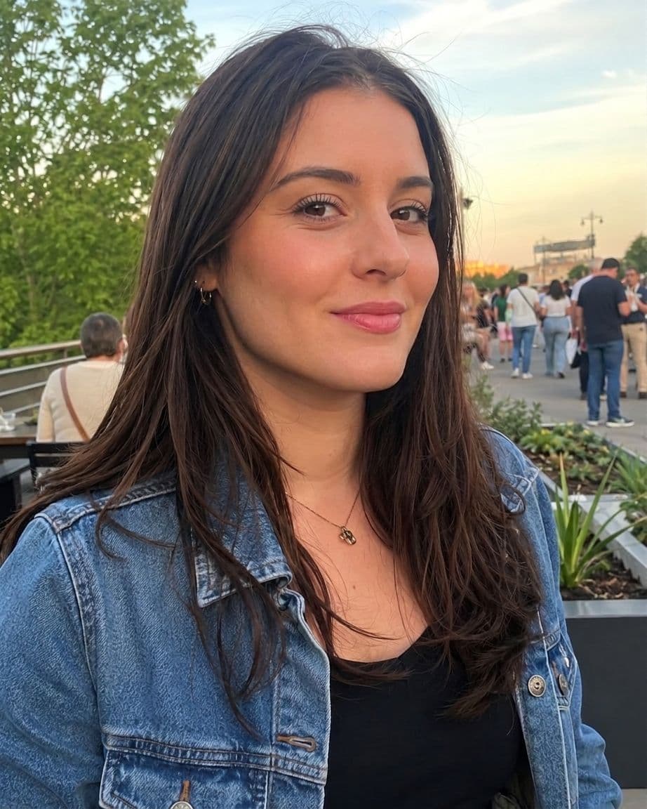 After jawline filter: woman's portrait with a sharper, defined jaw and chin