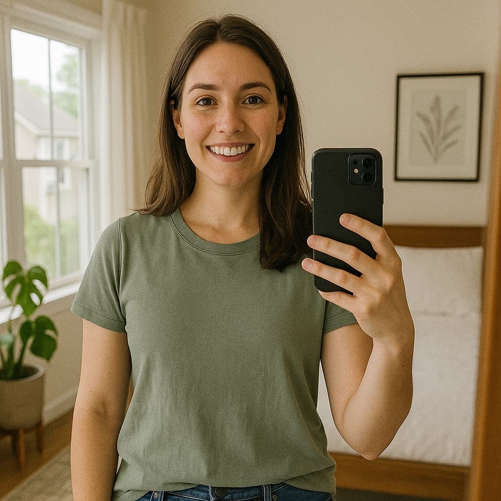 Selfie in the mirror of female healthcare worker